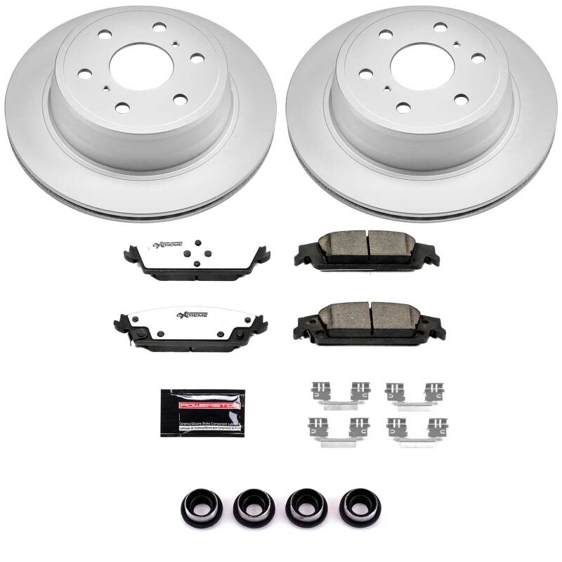 PowerStop rear Z36 coated brake kit for 2015-2020 Cadillac Escalade, including performance truck and tow brake components.