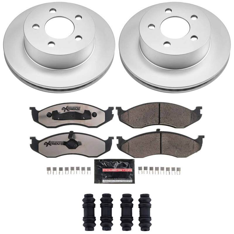 PowerStop Z36 coated brake kit for Jeep Cherokee front, designed for trucks and towing, with performance braking components.
