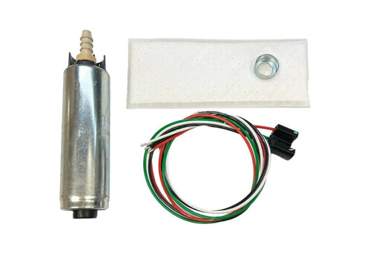 Walbro fuel pump with filter, wiring harness, and instructions for automotive or motorcycle fuel system replacement.