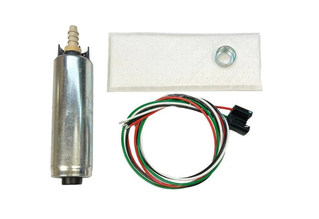 Walbro fuel pump with filter, wiring harness, and instructions for automotive or motorcycle fuel system replacement.