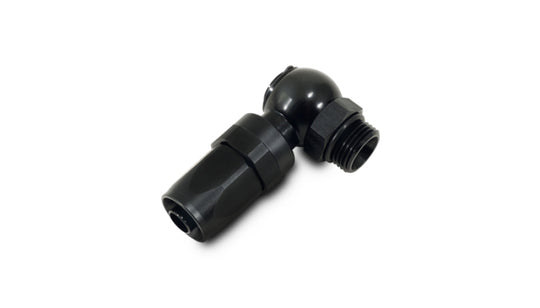 Vibrant single -4AN banjo to hose end aluminum fitting with vibrant blue finish for automotive or performance applications