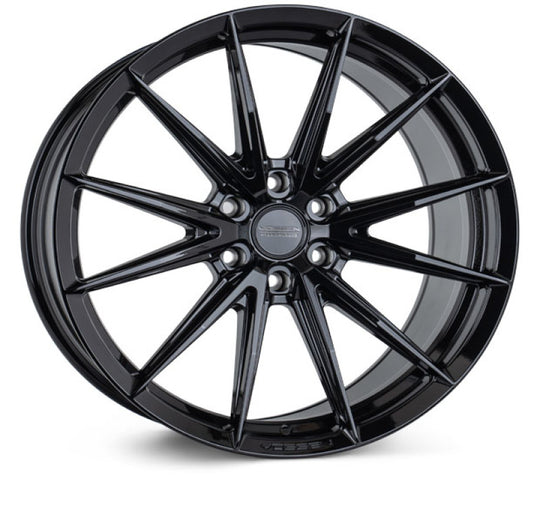 Vossen HFX-2 22-inch forged wheel with deep face in glossy black, 6x135 bolt pattern, ET20 offset, and 87.1 hub bore