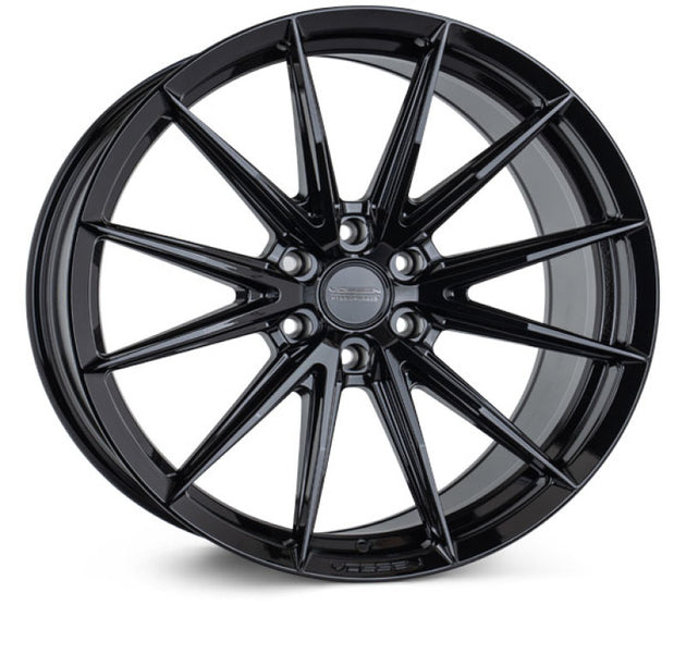 Vossen HFX-2 22-inch forged wheel with deep face in glossy black, 6x135 bolt pattern, ET20 offset, and 87.1 hub bore