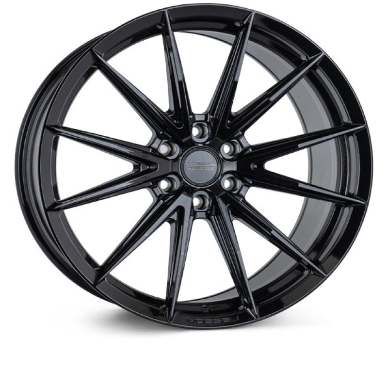 Vossen HFX-2 22-inch gloss black forged wheel with super deep face, 6x135 bolt pattern, ET-18 offset, and 87.1 hub bore.