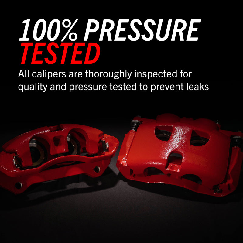 Pair of PowerStop red brake calipers for 2006-2013 Chevrolet Corvette front performance braking system.