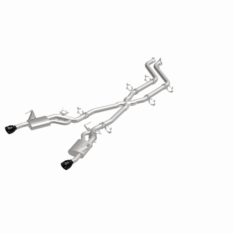 Magnaflow 26+ Dodge Charger 3.0L SPEQ cat-back exhaust system installed, showing polished stainless steel pipes and muffler.