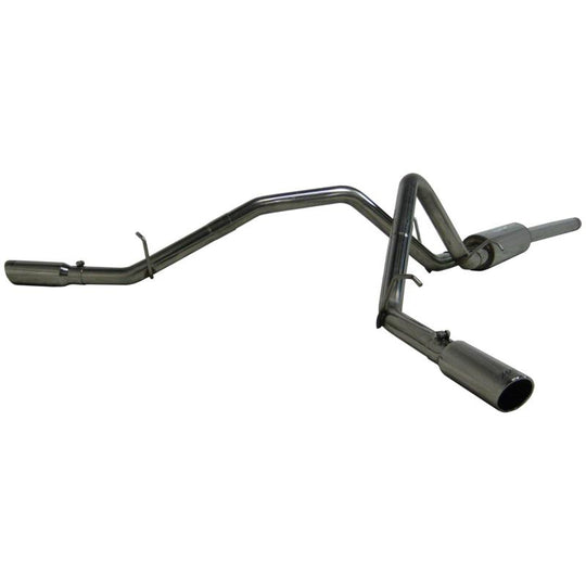 MBRP catback dual split side exhaust system for 2009 Chevy/GMC 1500 4.8L/5.3L EC/CC trucks, excluding 8-foot bed models.