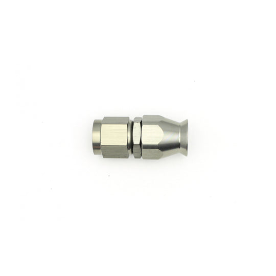 DeatschWerks 6AN female swivel straight hose end fitting with PTFE lining and olive insert, used for high-performance fuel or oil lines.