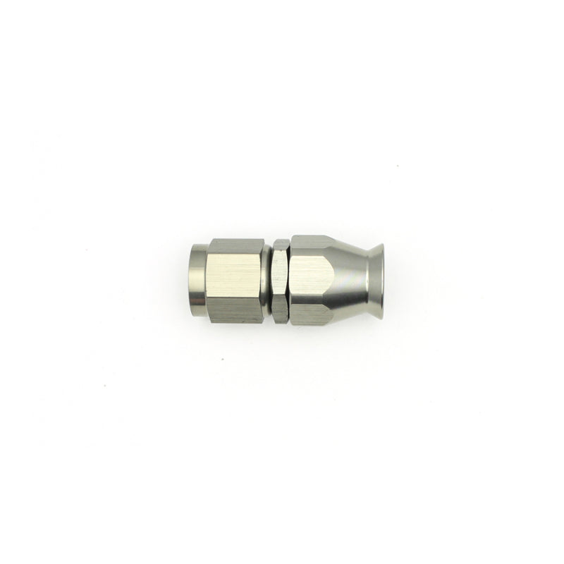 DeatschWerks 6AN female swivel straight hose end fitting with PTFE lining and olive insert, used for high-performance fuel or oil lines.