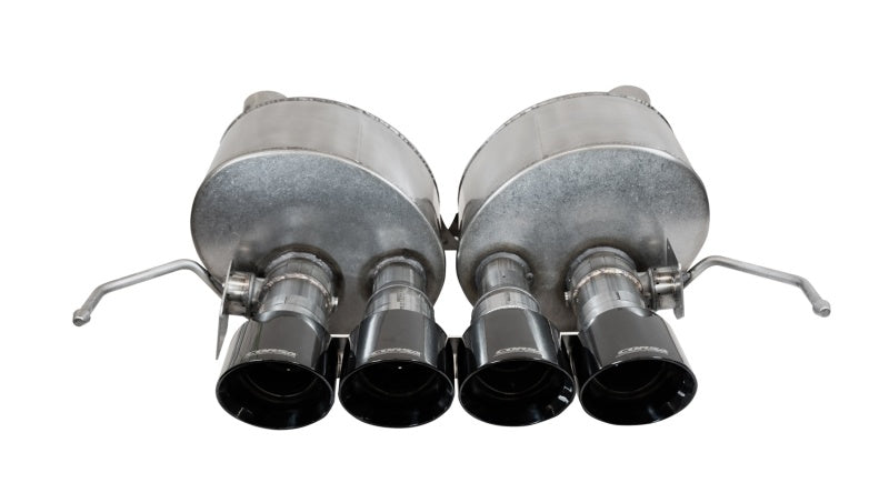 CORSA Performance axle back exhaust for Chevrolet Corvette C7 2014-2019, black quad tips, 6.2L Xtreme Valve-Back with dual NPP.