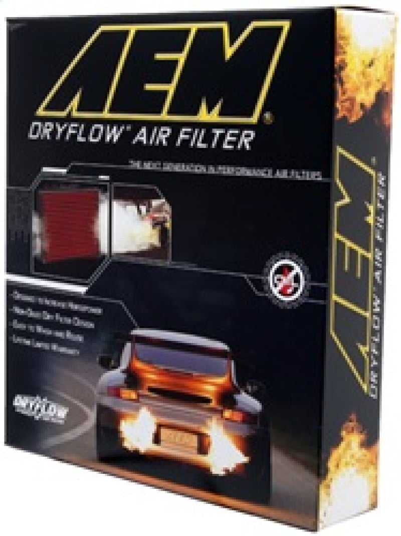 AEM DryFlow air filter for Silverado, Sierra, Avalanche, Tahoe, Yukon, 12.625-inch drop-in size, with pleated filtration media.