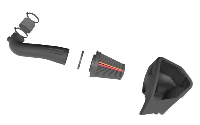 K&N Engineering cold air intake for 2019+ Chevrolet Silverado 1500 V8 5.3L/6.2L NextGen DryFlow system installed in engine bay