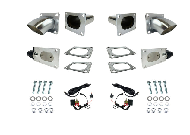Granatelli Motor Sports 3.0-inch oval stainless steel electronic dual exhaust cutout showing polished metal and control mechanism