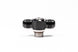 Radium Engineering 10AN ORB Swivel Banjo fitting connected to dual 10AN male fittings on an automotive fluid system.