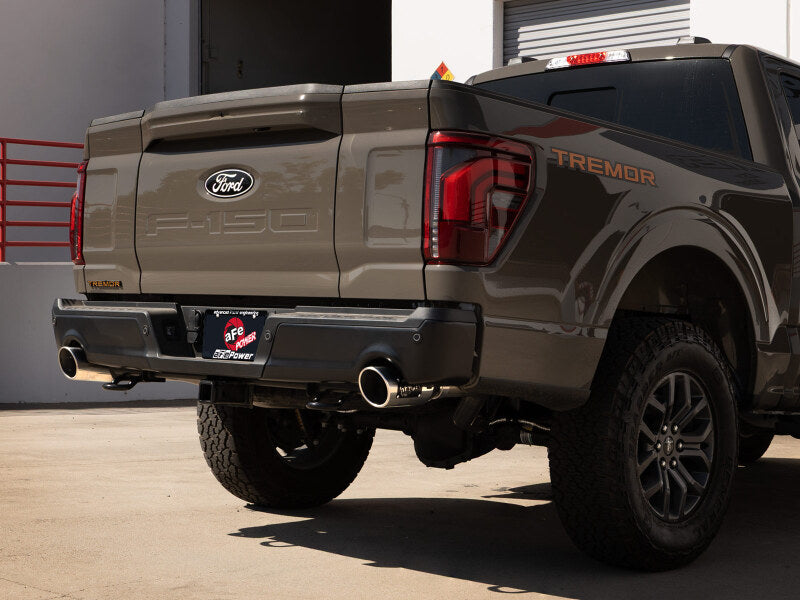 aFe 21-26 Ford F150 Tremor Vulcan Series 3-inch 304SS cat-back exhaust with dual rear exit and polished tips.