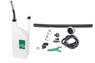 Radium Engineering FCST-X complete refueling kit with remote mount standard fill for fuel tanks, featuring hoses and fittings.