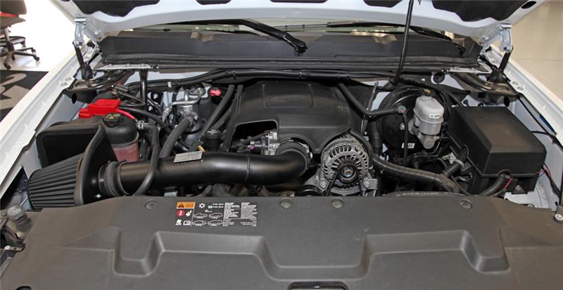 K&N Engineering cold air intake kit for 2009-2013 Chevy Silverado, Avalanche, Suburban, GMC Yukon in black performance finish.