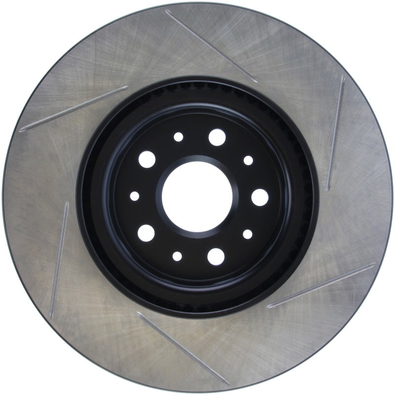 StopTech Sport Slot front right brake rotor for 2016-2018 Cadillac CT6, slotted brake disc for enhanced stopping performance.