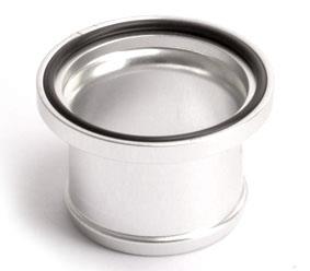 Turbosmart BOV 34mm hose adapter for blow off valve accessories, showing the durable metal fitting on a neutral background.