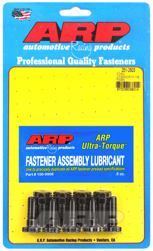 ARP Ford Cosworth YB flywheel bolt kit showing a set of high-performance hardware bolts for engine assembly.
