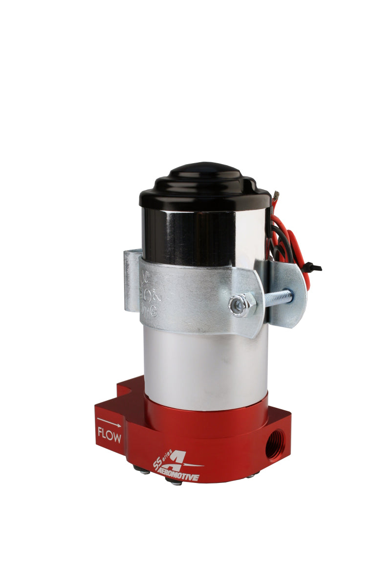 Aeromotive SS Series Billet fuel pump with 14 PSI for carbureted engines, featuring 3/8 inch NPT ports and durable billet construction.