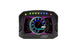 AEM CD-5LG Carbon Logging Digital Dash Display with 10Hz GPS and antenna, showing gauges and digital readouts for vehicles.