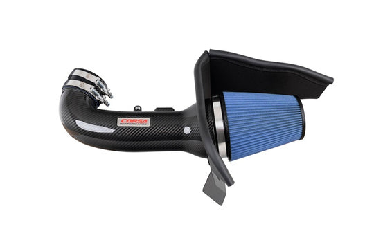CORSA Performance Corsa Chevrolet Camaro SS 6.2L V8 carbon fiber open element cold air intake with oiled filter.