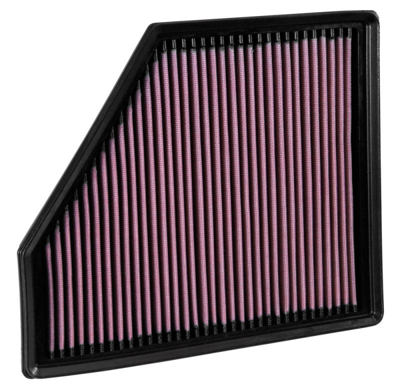 K&N Engineering drop-in air filter for 2016 Chevy Camaro SS 6.2L engine, showing the clean, high-performance filter element.