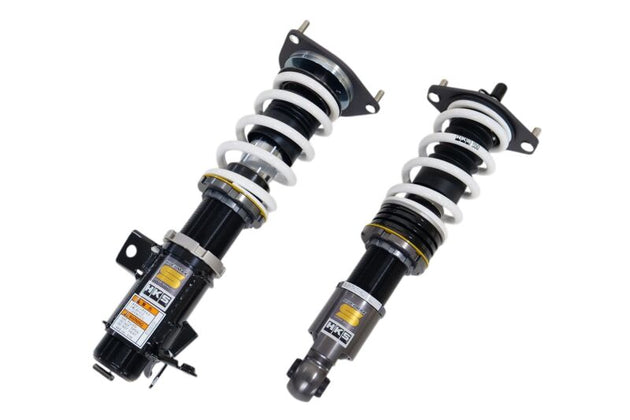 HKS HIPERMAX S coilovers installed on a ZN6 Toyota 86, showing the sporty suspension components and adjustable shock absorbers.