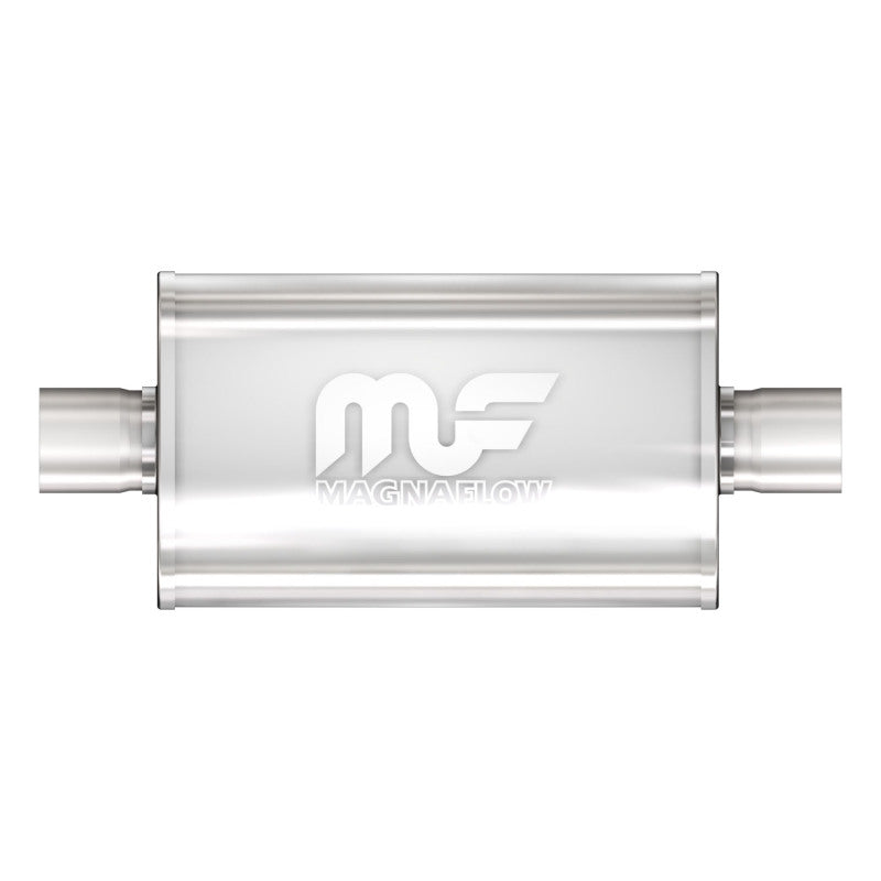 MagnaFlow Mag SS muffler with 14x5x8 inch dimensions and 3x3 C/C design, stainless steel construction, for automotive exhaust systems
