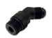 Vibrant black anodized -8AN male to -10AN male straight 45-degree adapter fitting with a polished finish.