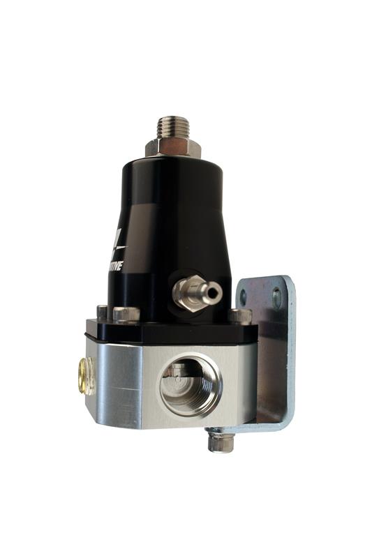 Aeromotive adjustable fuel pressure regulator with dual -6 inlets and one -6 return for EFI bypass systems.