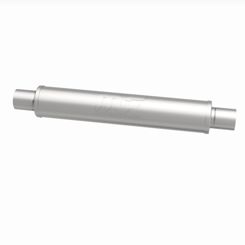 MagnaFlow Mag SS muffler with 22x4x4 inch dimensions and 2.5-inch center inlet, stainless steel construction, for vehicle exhaust systems.