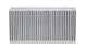 Vibrant vertical flow intercooler core with 22-inch width, 11-inch height, and 6-inch thickness, showcasing its metal fins and core structure.