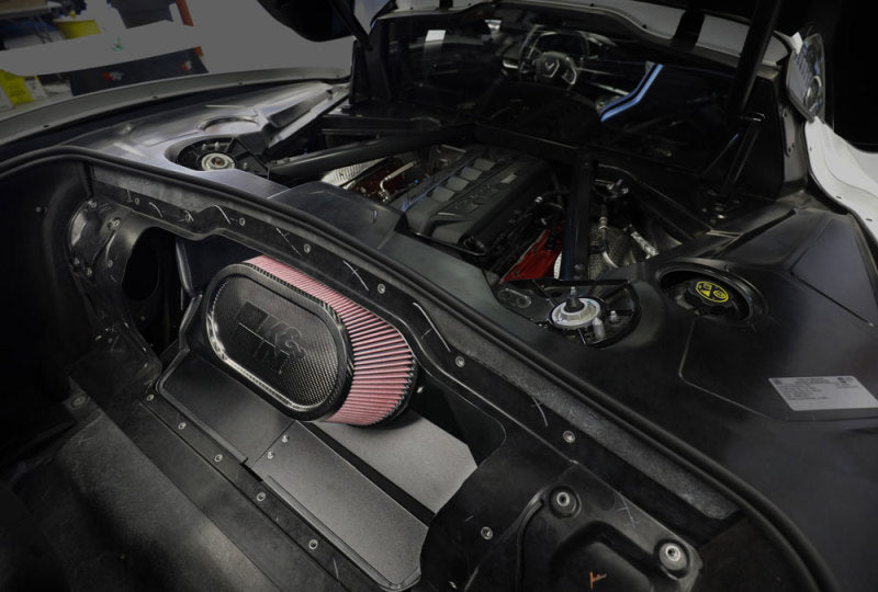 K&N Engineering cold air intake system for Chevrolet Corvette Stingray 6.2L V8 F/I, showing the air filter and intake components.