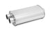 Vibrant StreetPower oval muffler with dual outlets, 5x9x15 inches, featuring a center inlet and dual exhaust outlets.