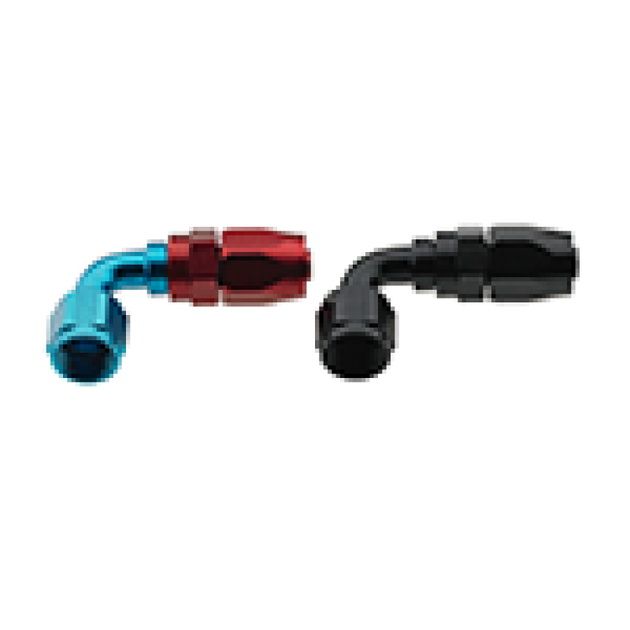 Fragola -10AN 90-degree Pro-Flow hose end fitting in black for fuel and fluid connections, featuring durable construction.
