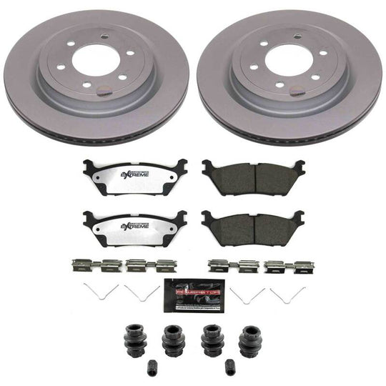 PowerStop Z36 coated rear brake kit for Ford F-150 trucks, designed for enhanced performance and towing capacity.