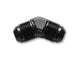Vibrant Flare Union 45 Degree Adapter Fitting -8 AN, showing the metallic fitting with flared ends and 45-degree angle for automotive use.