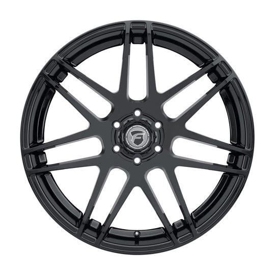 Forgestar X14 22x10 cast wheel in gloss black with 6x139.7 bolt pattern, ET30 offset, and 6.7-inch backspacing.
