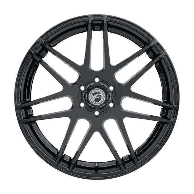 Forgestar X14 22x10 cast wheel in gloss black with 6x139.7 bolt pattern, ET30 offset, and 6.7-inch backspacing.