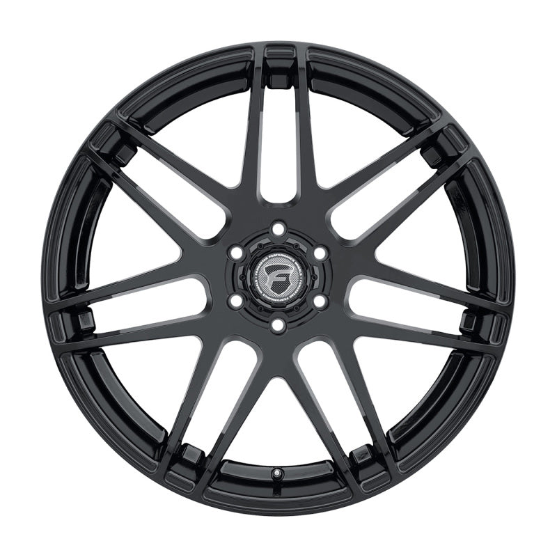 Forgestar X14 22x10 cast wheel in gloss black with 6x139.7 bolt pattern, ET30 offset, and 6.7-inch backspacing.