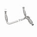 MagnaFlow catalytic converter direct fit for Chevy Avalanche 5.3L engine, showing the metal component with inlet and outlet pipes.