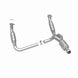 MagnaFlow catalytic converter direct fit for Chevy Avalanche 5.3L engine, showing the metal component with inlet and outlet pipes.