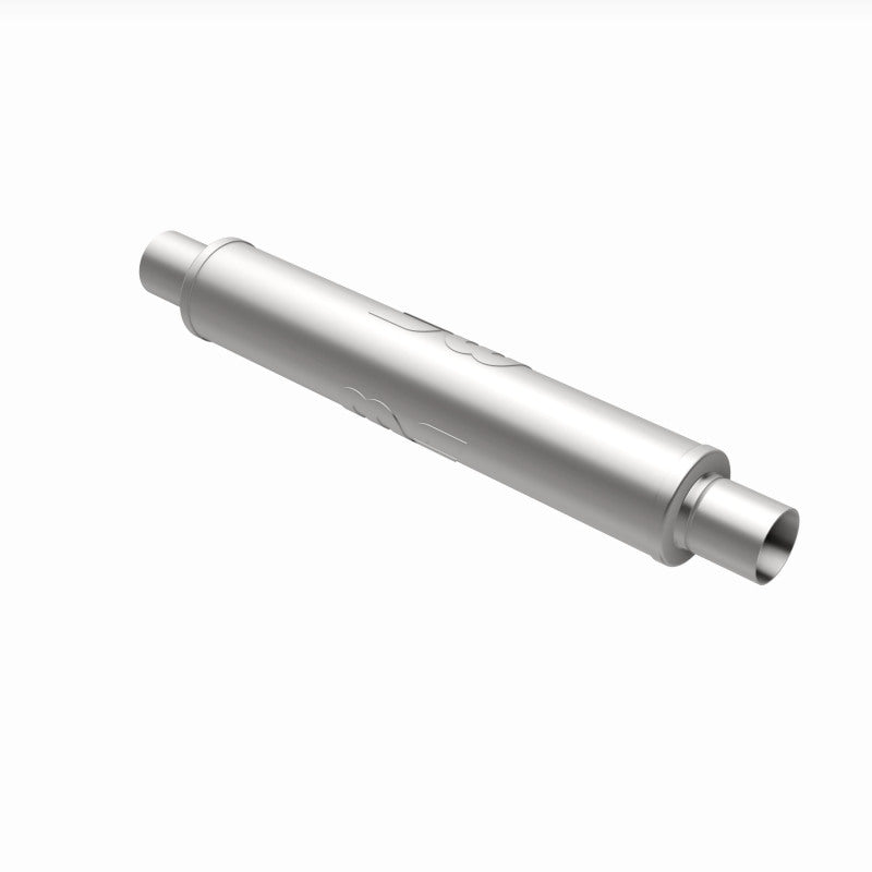 MagnaFlow Mag SS muffler with 22x4x4 inch dimensions, stainless steel construction, and 2.5 inch center inlet for automotive exhaust.