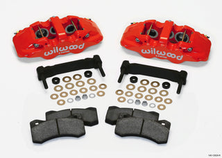 Wilwood AERO6 front caliper and bracket kit in red installed on a 97-13 Corvette with OEM HD/Z51 rotors, part of big brake kits.
