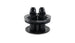 Vibrant 4-port catch can lid assembly for oil catch cans, shown in close-up with black finish and multiple port openings.