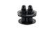 Vibrant 4-port catch can lid assembly for oil catch cans, shown in close-up with black finish and multiple port openings.