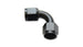 Vibrant black -12AN female 90-degree union adapter fitting, anodized black finish, for high-performance AN to AN connections.
