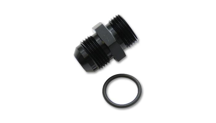 Vibrant brand flare to AN straight cut thread fitting with O-ring adapter, 9/16-18 size, showcasing metallic fitting and O-ring seal